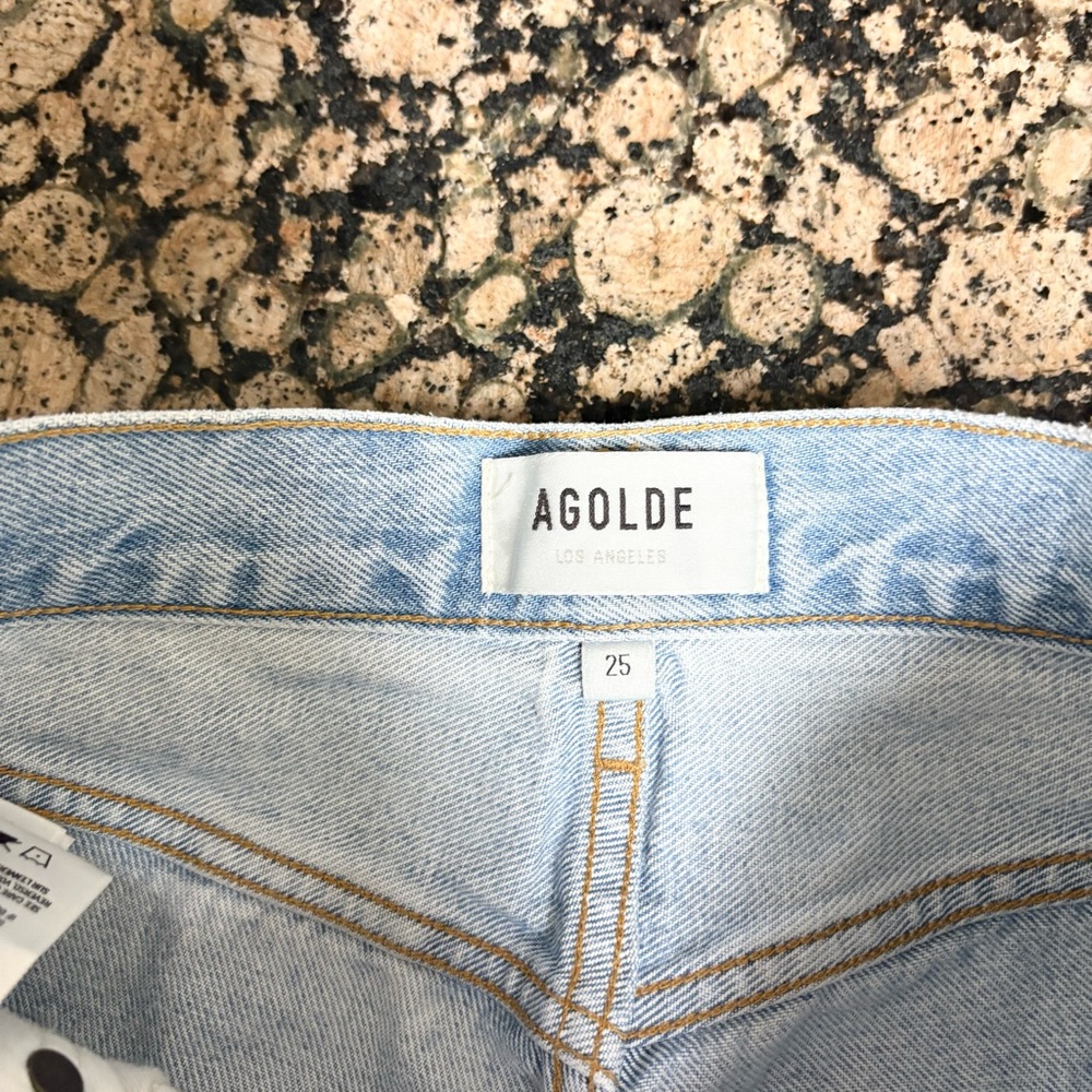 AGOLDE 90's Pinch High Rise Straight Jeans Size 25 Buttonfly Light Wash - Picture 5 of 7
